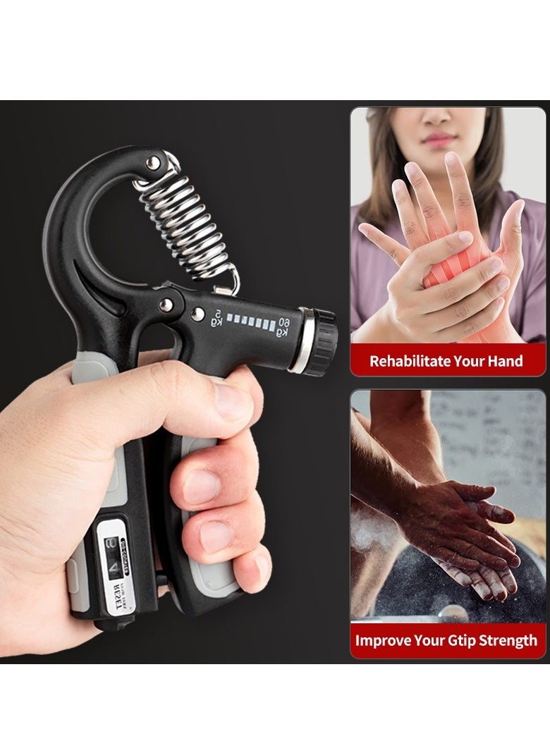Counting Hand Grip Strengthener, Non-slip Grip Exerciser with 5-60KG Resistance Adjustment, Counts to 99, Suitable for Athletes, Rock Climbers, Fitness Enthusiasts Daily Training
