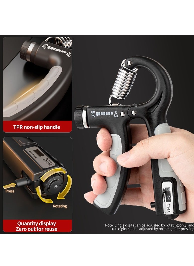 Counting Hand Grip Strengthener, Non-slip Grip Exerciser with 5-60KG Resistance Adjustment, Counts to 99, Suitable for Athletes, Rock Climbers, Fitness Enthusiasts Daily Training