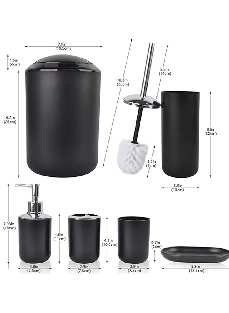 عام مجموعة ملحقات الحمام المكونة من 6 قطع تشمل موزع صابون، حامل فرشاة أسنان، كوب فرشاة أسنان، وصحن صابون لتزيين المنضدة، وهي هدية مناسبة لنقل المنزل. - Image 2