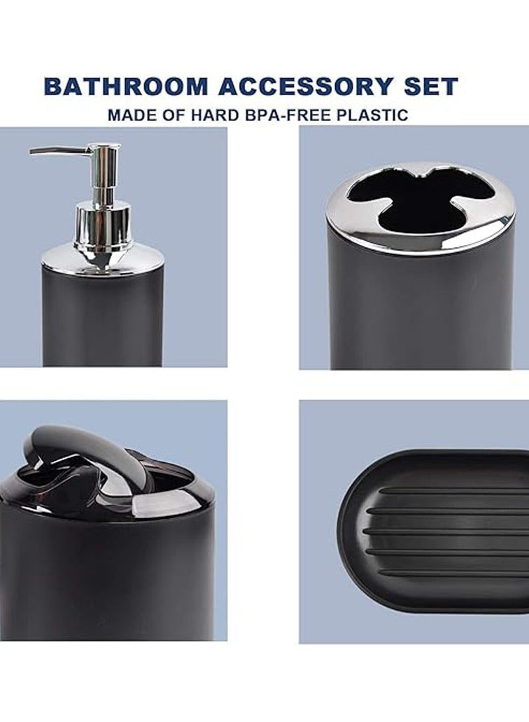 عام مجموعة ملحقات الحمام المكونة من 6 قطع تشمل موزع صابون، حامل فرشاة أسنان، كوب فرشاة أسنان، وصحن صابون لتزيين المنضدة، وهي هدية مناسبة لنقل المنزل. - Image 3