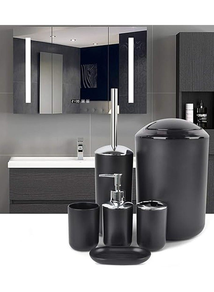 عام مجموعة ملحقات الحمام المكونة من 6 قطع تشمل موزع صابون، حامل فرشاة أسنان، كوب فرشاة أسنان، وصحن صابون لتزيين المنضدة، وهي هدية مناسبة لنقل المنزل. - Image 4