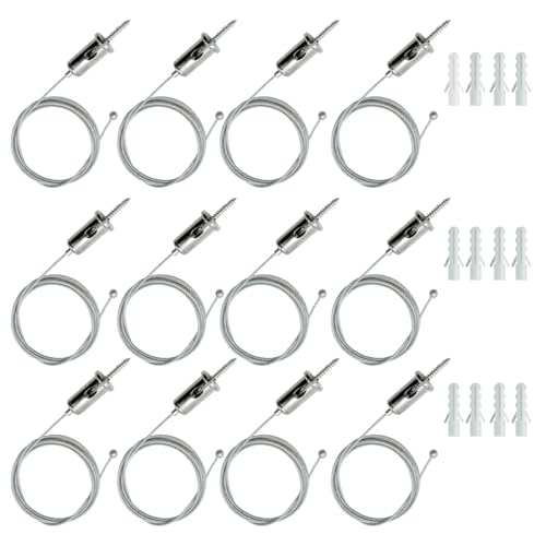 cezelux 12 Sets Hexagon Garage Lights Suspension Cables Kit Steel Hanging Chains 3.28ft, Hex Honeycomb Light Connectors Pendant Light Wire Rope Cable Heavy Duty Chandelier Wire Adjustable (1m 12pcs) - Image 1