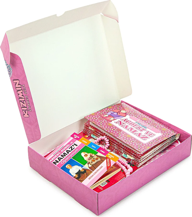 ايهفان اونلاين My Daughter's Worship Set I am Learning Prayer and Quran Children's Prayer Rug Set Pink