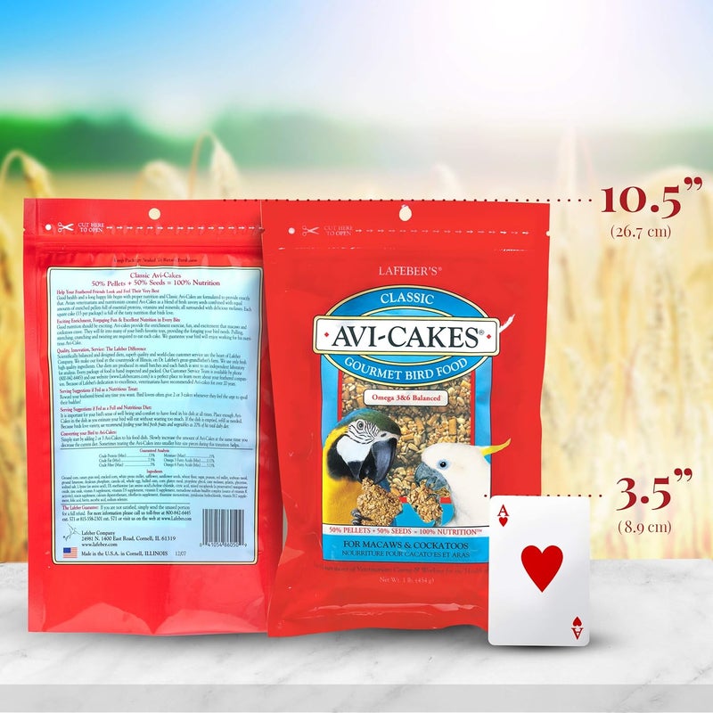 ليفبير طعام الطيور الأساسي من LAFEBER’S Classic Avi-Cakes، مصنوع من مكونات غير معدلة وراثيًا ومن الدرجة البشرية، مناسب للمكاو والكوكاتو، وزن العبوة 1 رطل. - Image 4