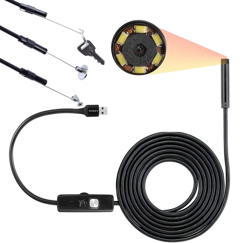 Spy Mission Digital USB Endoscope Borescope Handheld Inspection Snake Camera 6 Adjustable Led for Laptops Android Smartphones OTG Compatible 5 Meters Long Series1 for Indoor and Outdoor use - Image 1