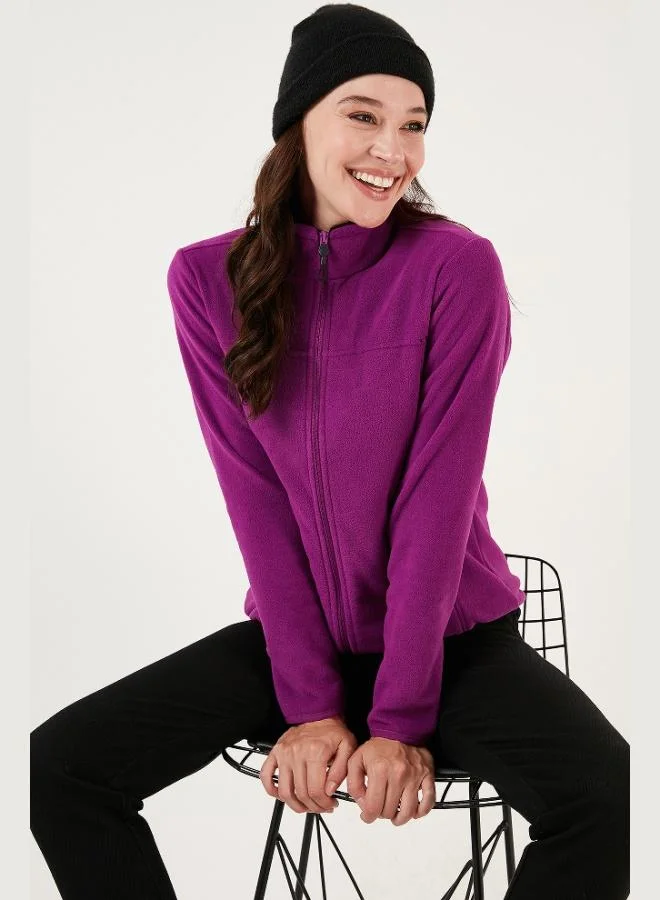 ليلا كارديجان نسائي بياقة مدورة وسحاب وجيوب مضادة للوبر قطعتين