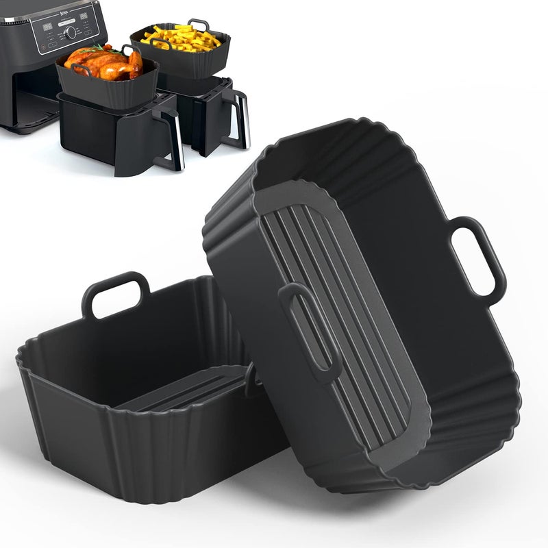 PINTAUR Silicone Air Fryer Liner 2Pack Ninja Air Fryer Accessories Repeatable Silicone Liners for Ninja Dual Air Fryer AF300UK AF400UK  Tower T17088 787inch Silicone Air Fryer Pot Basket