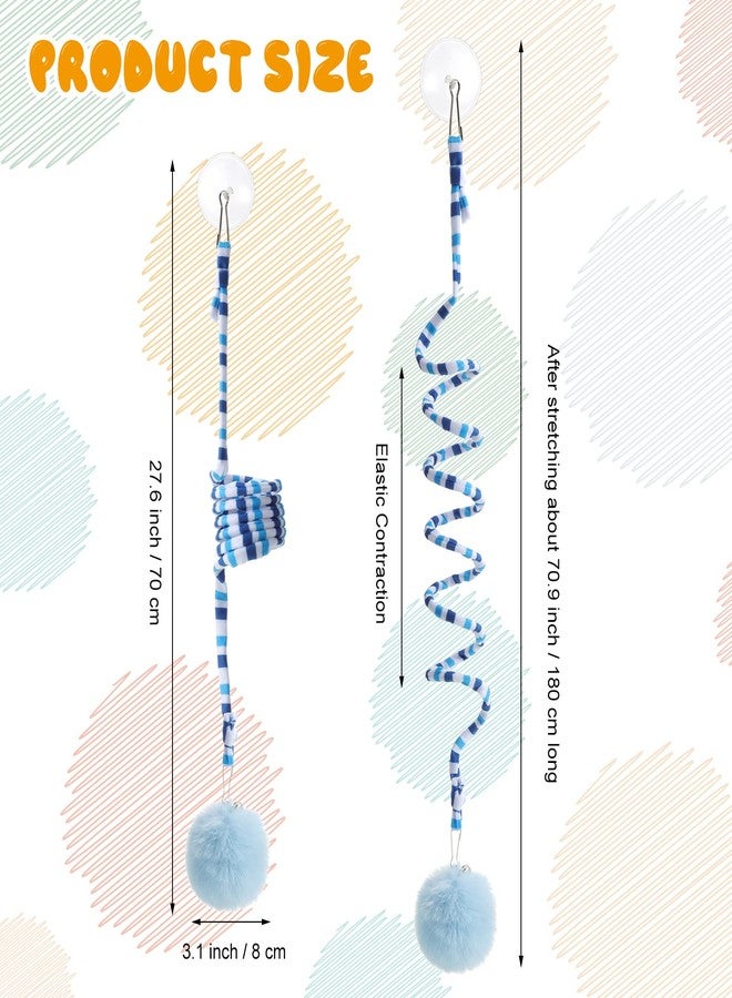 Woanger 4 Pcs Cat Spring Toys Hanging Door Interactive Cat Toys with Bell Long Tail Stretchable Soft Plush Teaser Ball for Kitten Chase Play and Kill Time, Gradient - Image 2