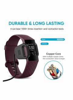 Y&D Charger Cable Compatible with Fitbit Charge 3/Charge 4, 2 Pcs Replacement USB Charging Cradle Dock Stand Smart Watch Adapter for 4(3.3 ft/1.6ft)  - Image 5
