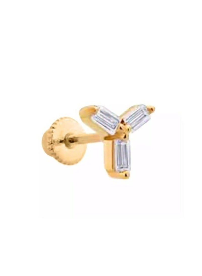 روبي آرت الذهب حلق من الذهب الخالص عيار 18 قيراطًا للنساء - مضاد للحساسية ولمعان فاخر - 0.63 جرام - Image 1