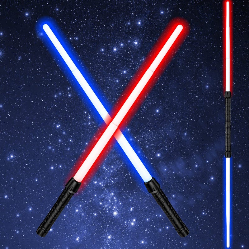 Kenpora Light Saber, Light Sabers for Kids with FX Sound, 2 in 1 Expandable Light Swords Gift Set for Birthday, Halloween Party, Galaxy War Fighters and Warriors - Image 1