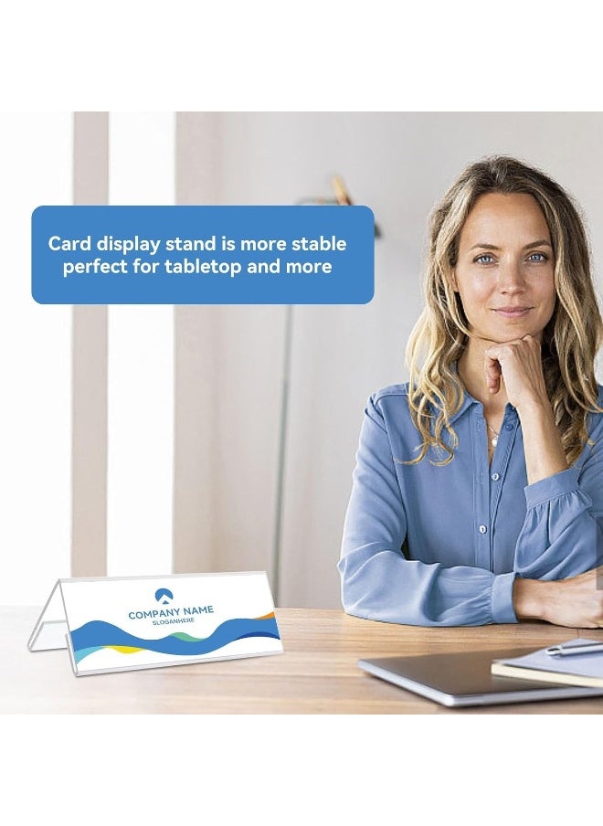 TPGP Business Card Holder, 8.7 x 3.9 x 0.1 inch, 5 Pack Table Name Plate Acrylic Business Card Stand Desk Stand Holder Clear Acrylic Name Plate Holder for Office Conference Meetingroom  - Image 5