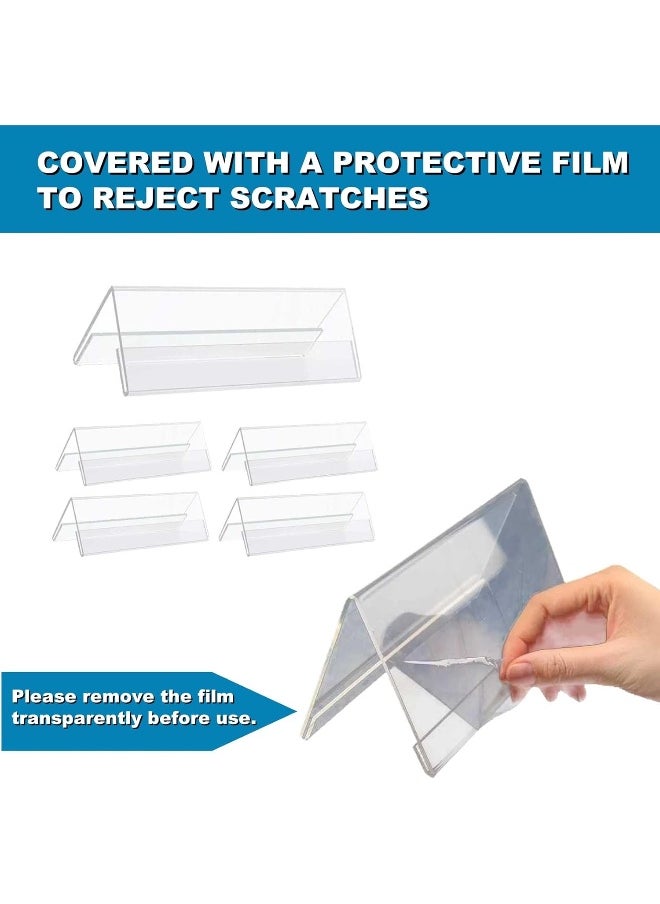 TPGP Business Card Holder, 8.7 x 3.9 x 0.1 inch, 5 Pack Table Name Plate Acrylic Business Card Stand Desk Stand Holder Clear Acrylic Name Plate Holder for Office Conference Meetingroom  - Image 2