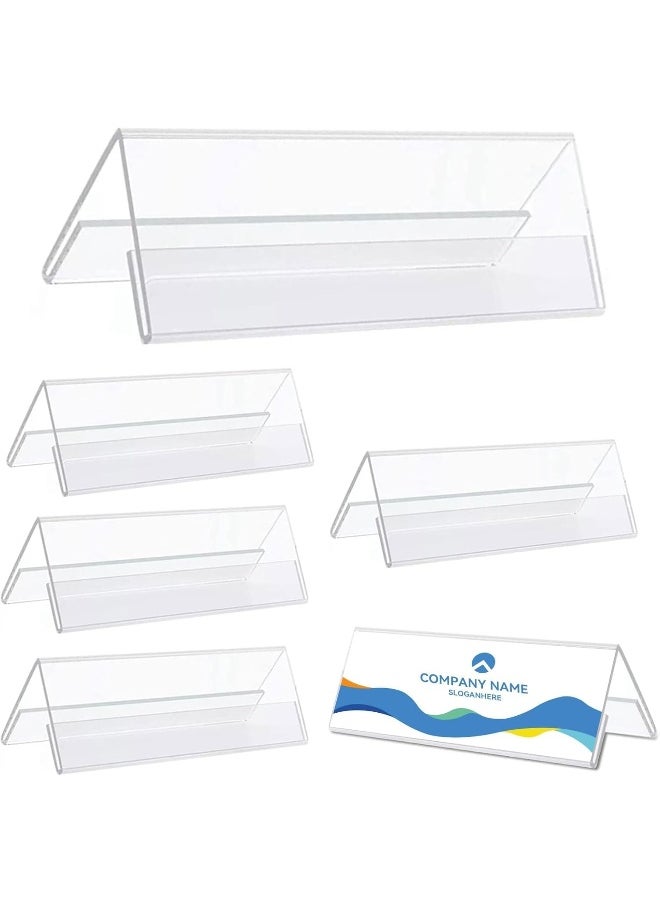 TPGP Business Card Holder, 8.7 x 3.9 x 0.1 inch, 5 Pack Table Name Plate Acrylic Business Card Stand Desk Stand Holder Clear Acrylic Name Plate Holder for Office Conference Meetingroom  - Image 1