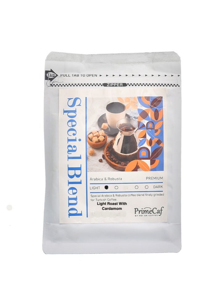 PrimeCaf - Special Blend & High Quality Turkish Coffee Arabica & Robusta, Light Roasted, with cardamom, 250 gm - Image 1