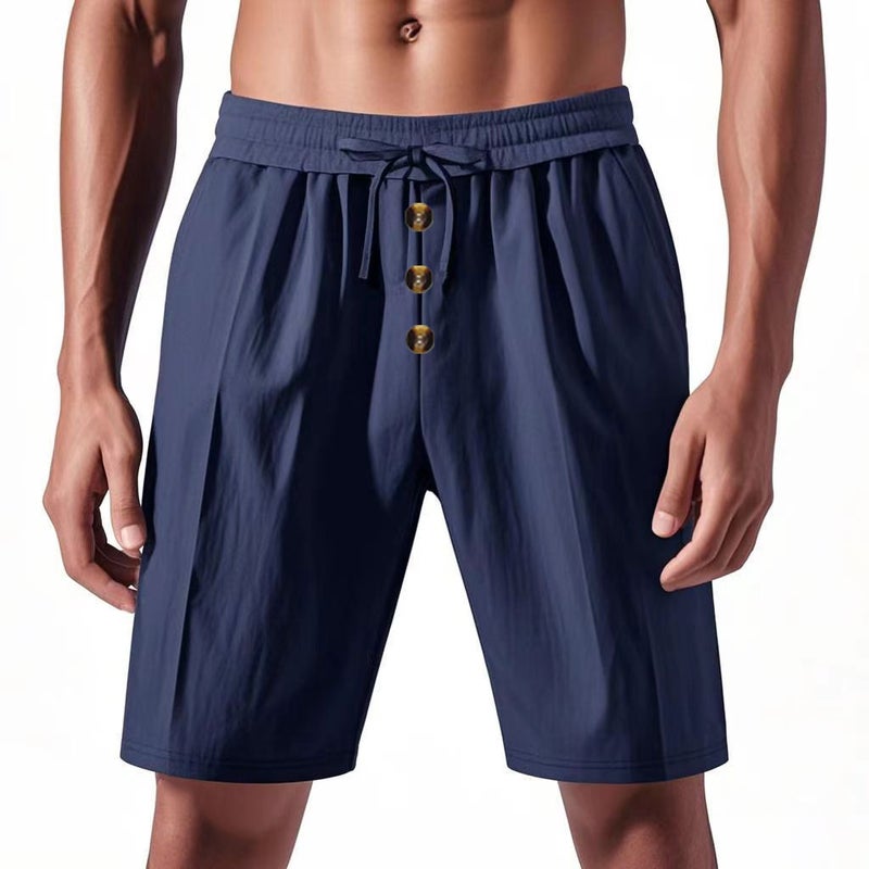 Men''s Linen Summer Shorts Beach Casual Loose Straight Five-point Sports Shorts for Men - Image 1
