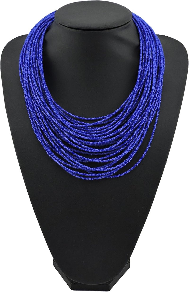 Bocar Multi Layer Chunky Bib Statement Seed Beads Cluster Collar Necklace for Women Gift (NK-10351) - Image 3