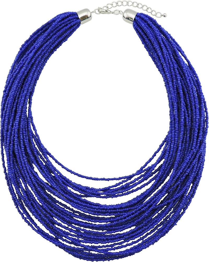 Bocar Multi Layer Chunky Bib Statement Seed Beads Cluster Collar Necklace for Women Gift (NK-10351) - Image 4
