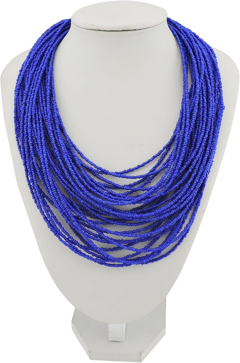 Bocar Multi Layer Chunky Bib Statement Seed Beads Cluster Collar Necklace for Women Gift (NK-10351) - Image 2