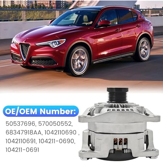 HonHuCo 50537696 570050552 Alternator 180A 14V Compatible With Alfa Romeo Stelvio 2.0L 2018-2020 for Giulia 2017-2020 - Image 3