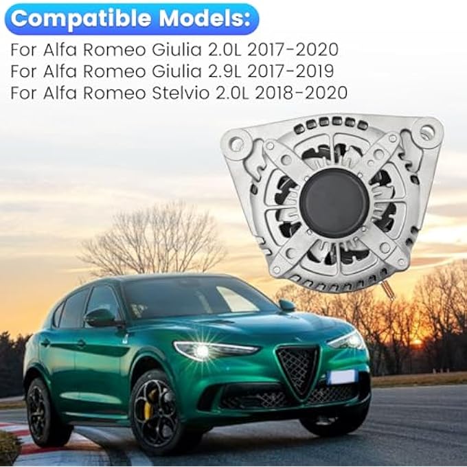 HonHuCo 50537696 570050552 Alternator 180A 14V Compatible With Alfa Romeo Stelvio 2.0L 2018-2020 for Giulia 2017-2020 - Image 4
