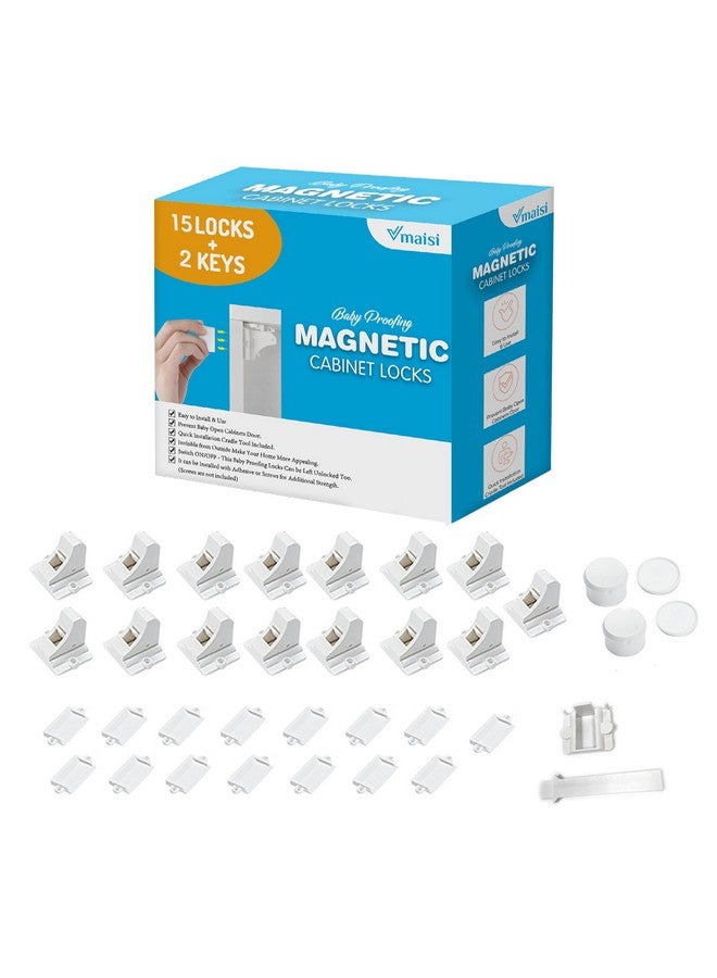 Vmaisi Baby Proofing Magnetic Cabinet Locks (15 Locks and 2 Keys) - Image 1