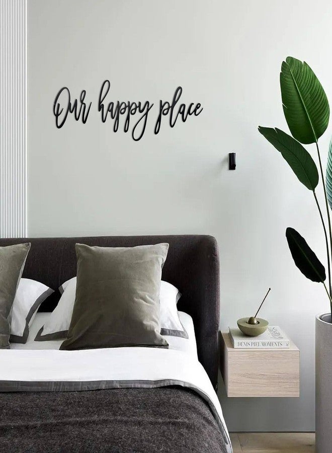 Ecqizer Metal Our Happy Place Wall Sign Decor - Laser Cut Words for Patio, Home, Living Room, Bedroom, Kitchen, Bathroom and More - Image 4