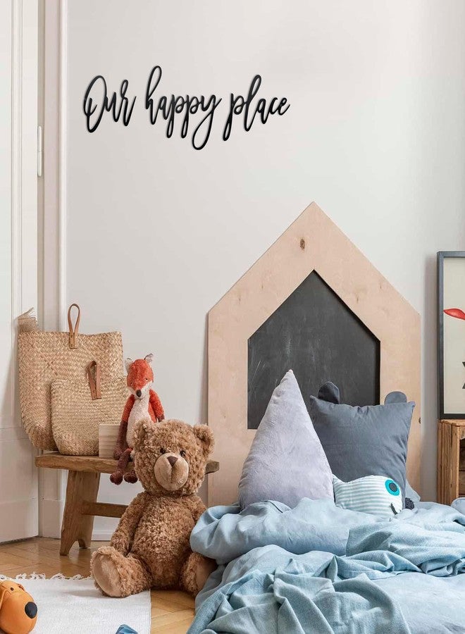 Ecqizer Metal Our Happy Place Wall Sign Decor - Laser Cut Words for Patio, Home, Living Room, Bedroom, Kitchen, Bathroom and More - Image 5