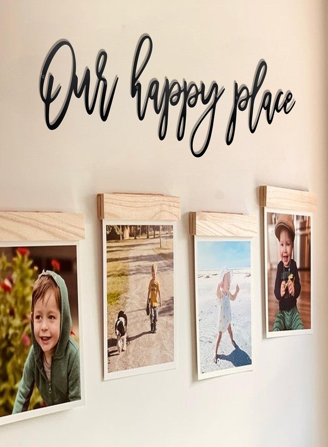 Ecqizer Metal Our Happy Place Wall Sign Decor - Laser Cut Words for Patio, Home, Living Room, Bedroom, Kitchen, Bathroom and More - Image 3