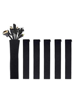 JOTO [6 Pack] JOTO Cable Management Sleeve Cord Management System for TV/Computer/Home Entertainment, 19-20 Inch Flexible Cable Sleeve Packaging Cover Organizer - Black, JT-08362256  - Image 1