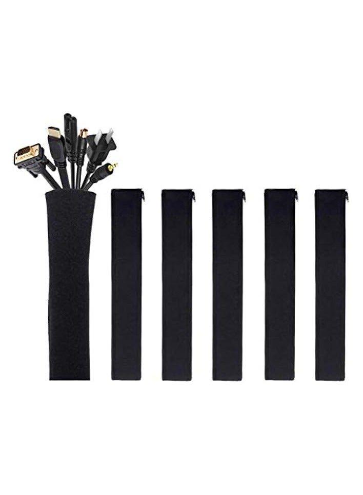 JOTO [6 Pack] JOTO Cable Management Sleeve Cord Management System for TV/Computer/Home Entertainment, 19-20 Inch Flexible Cable Sleeve Packaging Cover Organizer - Black, JT-08362256 - Image 1