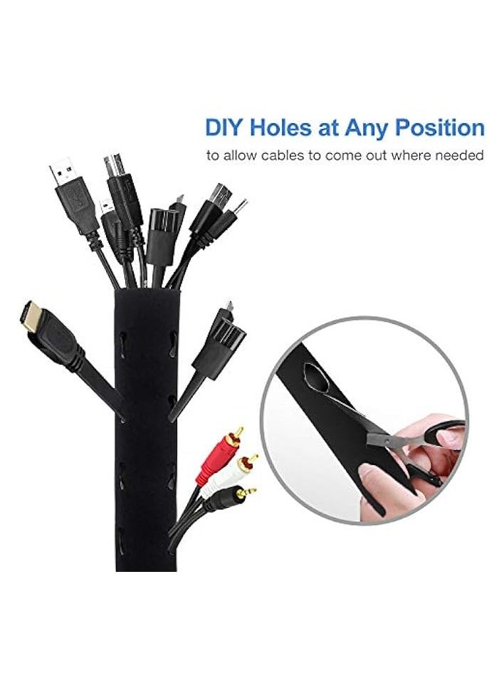 JOTO [6 Pack] JOTO Cable Management Sleeve Cord Management System for TV/Computer/Home Entertainment, 19-20 Inch Flexible Cable Sleeve Packaging Cover Organizer - Black, JT-08362256 - Image 4