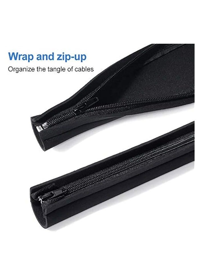 JOTO [6 Pack] JOTO Cable Management Sleeve Cord Management System for TV/Computer/Home Entertainment, 19-20 Inch Flexible Cable Sleeve Packaging Cover Organizer - Black, JT-08362256 - Image 3