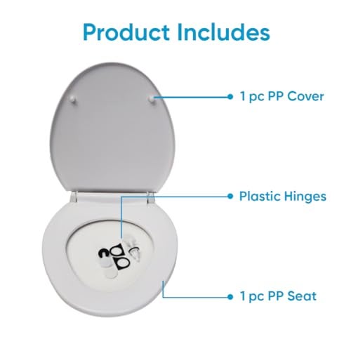 Parryware Solid Toilet Seat Cover (Standard Size, Ultra White) I Polypropylene Round Seat Cover | E80941C - Image 2