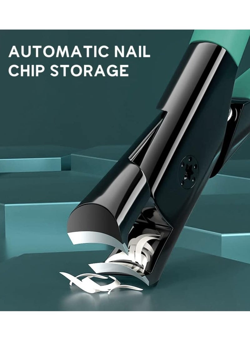 Nail Clippers, Heavy Duty Stainless Steel Toenail Clippers with Fingernail File Suitable for Thick Fingernails and Toenails, Professional Nail Trimming Tools (Green) - Image 4
