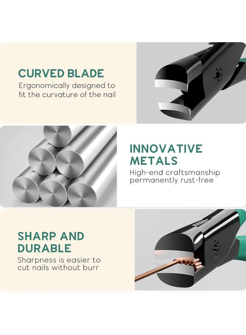 Nail Clippers, Heavy Duty Stainless Steel Toenail Clippers with Fingernail File Suitable for Thick Fingernails and Toenails, Professional Nail Trimming Tools (Green) - Image 5