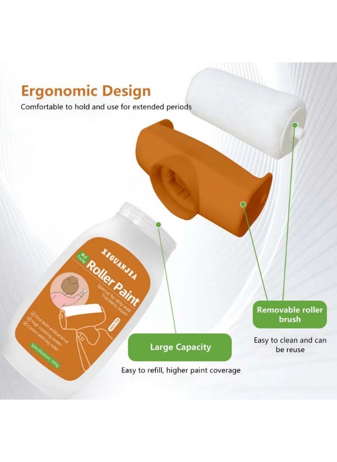 XIGUANJIA XIGUANJIA Repair Roller Paint - 500g White Paint for Touch up - Wall Facing Special for Dirty Traceless Repair - Easy solution for fixing stains, cracks, graffiti, and nail holes  - Image 3