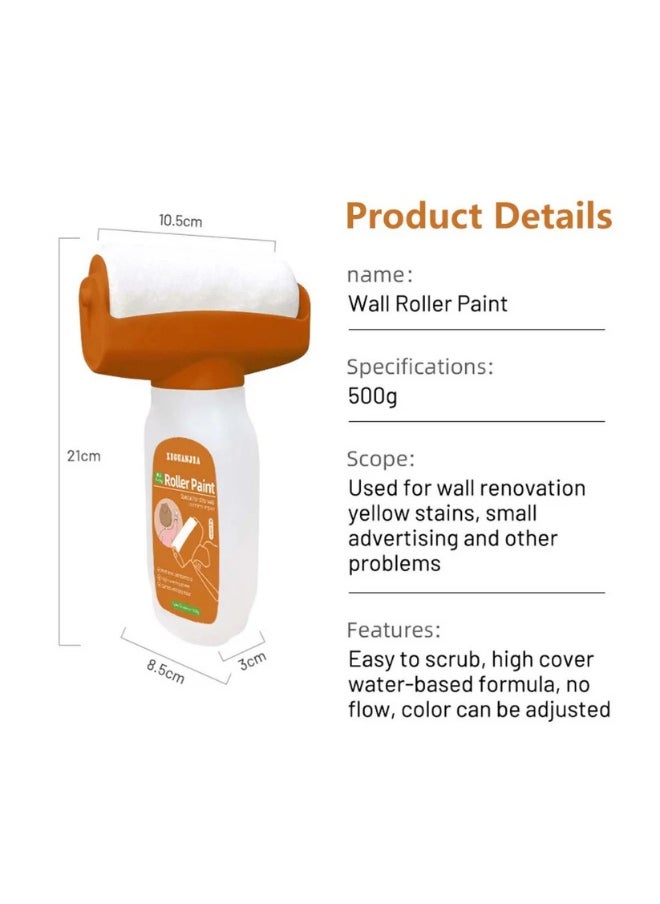 XIGUANJIA XIGUANJIA Repair Roller Paint - 500g White Paint for Touch up - Wall Facing Special for Dirty Traceless Repair - Easy solution for fixing stains, cracks, graffiti, and nail holes  - Image 5