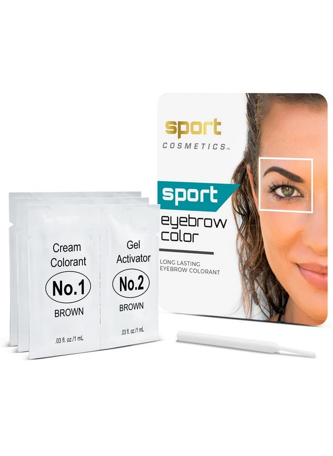 SPORT COSMETICS Eyebrow Color For Women 3 Application Kit Dark Brown  - Image 2