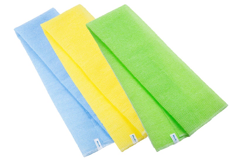 Modu 3 PCS Long Exfoliating Washcloth - African Bath Net Sponge Loofah Japanese Washcloth Body & Back Scrubber for Shower, Deep Cleansing (Sky Blue, Yellow, Green) - Image 1