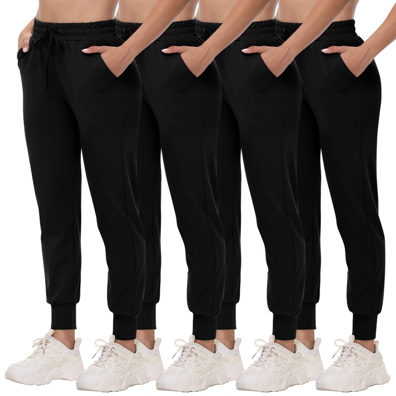 CAMPSNAIL 4 Pack Joggers for Women - Sweatpants with Pockets Lightweight Comfy Yoga Pants for Workout Travel Lounge - Image 1