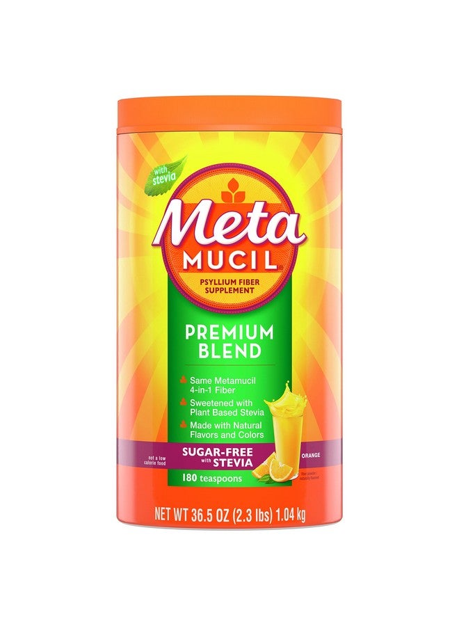 Metamucil Premium Blend Fiber 180 Servings Psyllium Husk Fiber Powder Supplement Sugar Free With Stevia Natural Orange Flavor 6 Month Supply (Old) - Image 2