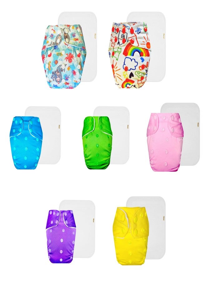 حفاضات دمبلدو القماشية الممتازة مع حشوة قطنية (عبوة من 7) | ملائمة محكمة | وسادة ماصة من 6 طبقات | أزرار كبس قابلة للتعديل | مثالية لفصل الصيف الهندي | من 3 أشهر إلى 3 سنوات | للجنسين - Image 1