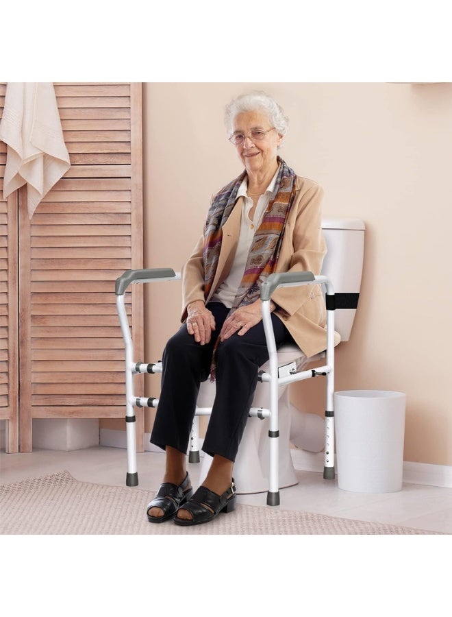 Adjustable Toilet Safety Rail Frame, Aluminum Bathroom Toilet Grab Bar Assist Handrail, Anti Slip Elderly Disabled Pregnant Women Toilet Support Frame for Bathroom Fall Prevention - Image 1