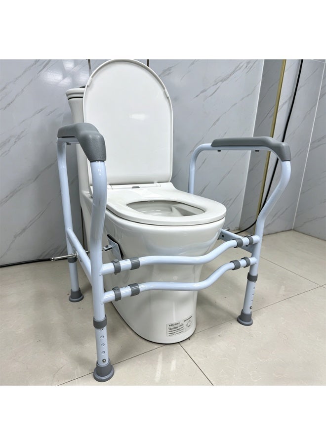 Adjustable Toilet Safety Rail Frame, Aluminum Bathroom Toilet Grab Bar Assist Handrail, Anti Slip Elderly Disabled Pregnant Women Toilet Support Frame for Bathroom Fall Prevention - Image 5