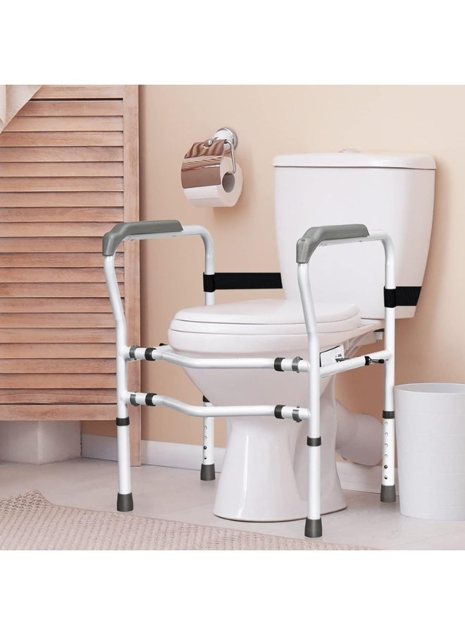 Adjustable Toilet Safety Rail Frame, Aluminum Bathroom Toilet Grab Bar Assist Handrail, Anti Slip Elderly Disabled Pregnant Women Toilet Support Frame for Bathroom Fall Prevention - Image 2
