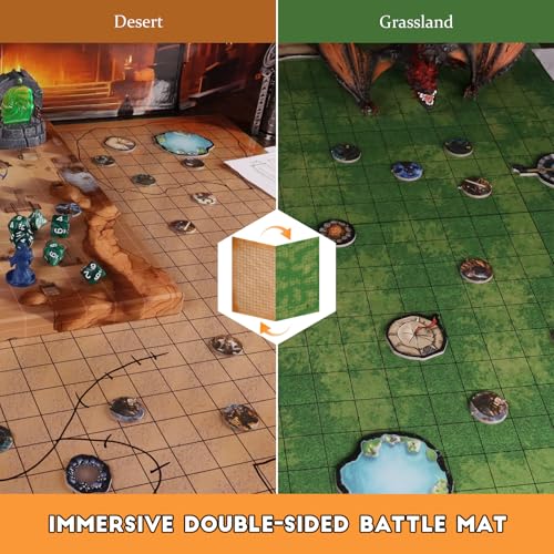 CZYY Foldable Battle Mat with DM Screen, Game Tokens, Dice Set, Markers - 2-Sided Wet & Dry Erase Terrain, Ultimate DND Starter Set, Accessories, Gift for Dungeon Master & Player - Image 3