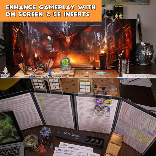 CZYY Foldable Battle Mat with DM Screen, Game Tokens, Dice Set, Markers - 2-Sided Wet & Dry Erase Terrain, Ultimate DND Starter Set, Accessories, Gift for Dungeon Master & Player - Image 4
