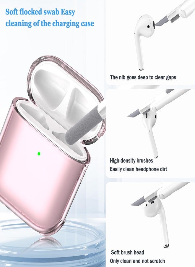 MHYALUDO غطاء حماية MHYALUDO لسماعات AirPods من الجيل الثاني، مصنوع من مادة TPU شفافة ناعمة، بأربعة زوايا، مقاوم للصدمات، بمواصفات عسكرية، مع طقم تنظيف لعلبة شحن AirPods من الجيل الثاني (إصدار 2019)، لون وردي شفاف - Image 4