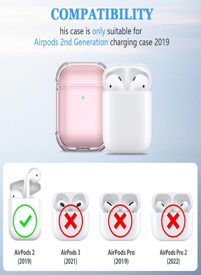 MHYALUDO غطاء حماية MHYALUDO لسماعات AirPods من الجيل الثاني، مصنوع من مادة TPU شفافة ناعمة، بأربعة زوايا، مقاوم للصدمات، بمواصفات عسكرية، مع طقم تنظيف لعلبة شحن AirPods من الجيل الثاني (إصدار 2019)، لون وردي شفاف - Image 5